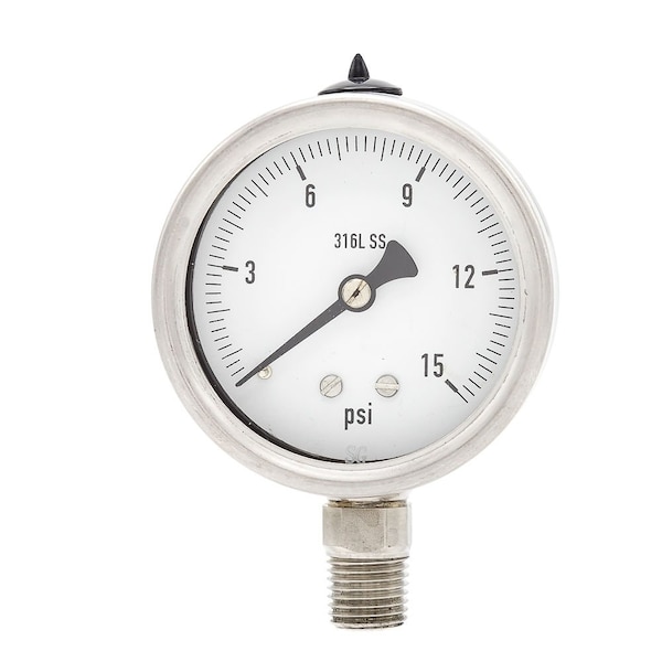 Pic Gauges 2 1/2 in Dial, 1/4 in NPT Male Lower Location, Stainless Steel Case Material PRO-311D-254B - main